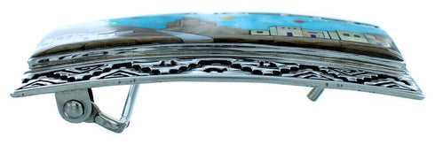 Multicolor Native American Village Design Bear Belt Buckle EX29131